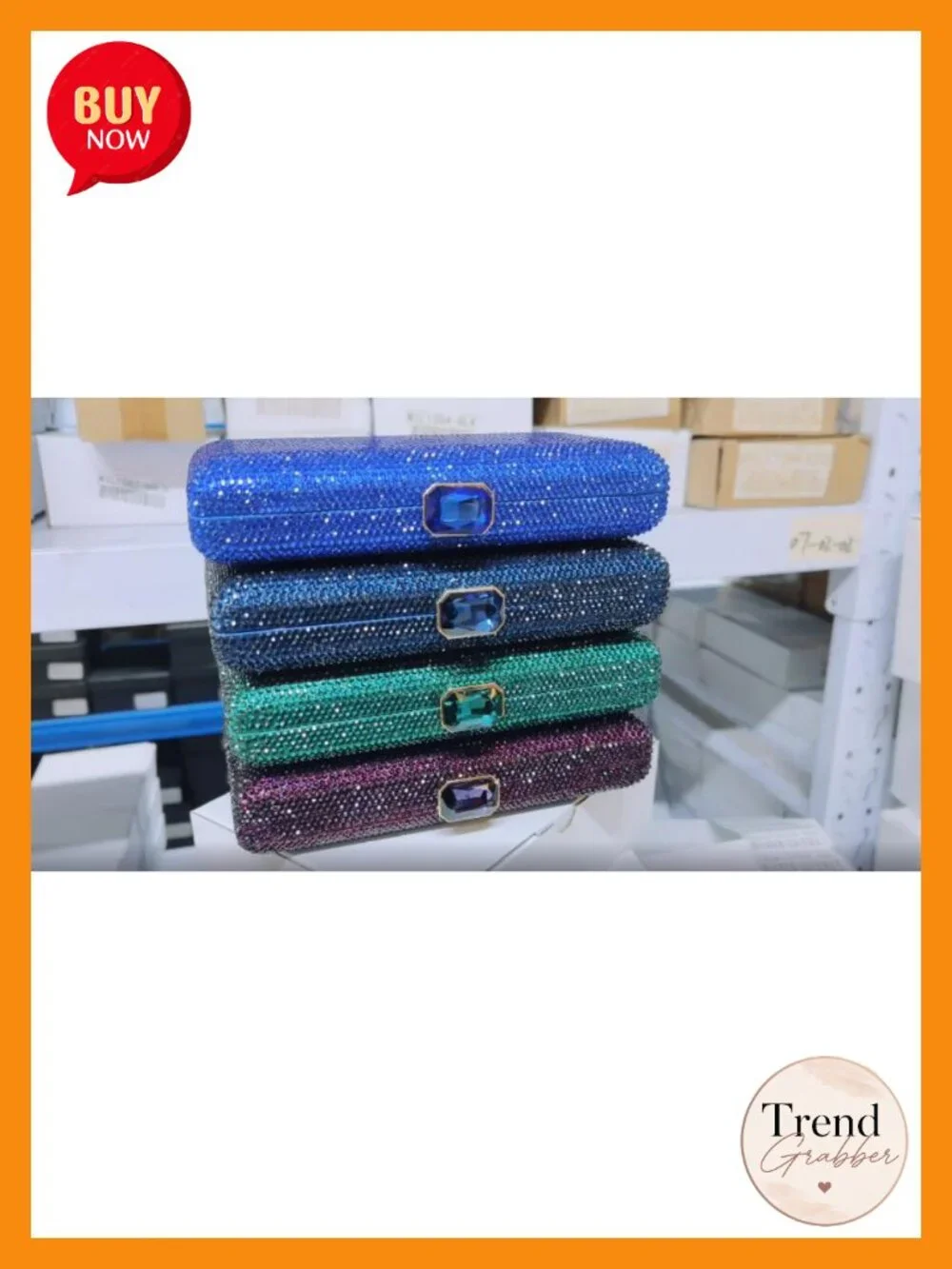 Crystal Evening Clutch for Women Formal Wedding Party Rhinestone Box Purse with